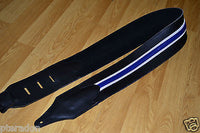 Carlino Custom Racer X Stripe Series Guitar Strap, blue and white racing stripe