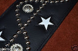Carlino Custom NEW Sine Wave/Star Stud Leather Guitar Strap 3" wide Full length