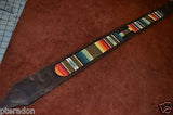 Carlino Custom Santa Fe Brown Leather Cartouche Guitar Strap, Atzec Rio Grande