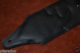 Carlino Custom Red Lightening Double Bolt/Studded Black Leather Guitar Strap