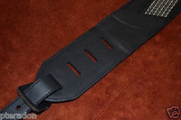 Carlino NEW Racing Flag Studded Leather Guitar Strap with black leather flags