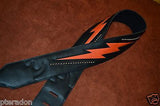 Carlino Custom Orange Lightening Double Bolt/Studded Leather Guitar Strap