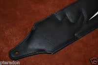 Carlino Custom White Leather Lightening Double Bolt Black Leather Guitar Strap