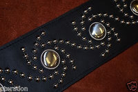 Carlino Custom Studded Nebula Swirl Black Leather Guitar Strap