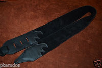 Carlino Exotic Series Tiger Eye Concho Studded Black Leather Guitar Strap