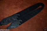 Carlino Exotic Series Tiger Eye Concho Studded Black Leather Guitar Strap