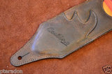 Carlino Custom Santa Fe Brown Leather Cartouche Guitar Strap, Atzec Rio Grande
