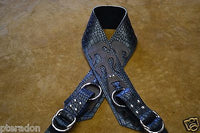 Carlino Gladiator Crocodile Pattern Cowhide 3.5" Black Leather Strap with Flames