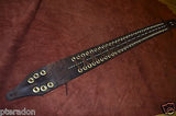 Carlino MetalMan Brown Leather Brass Grommet Guitar Strap, 3.05" wide with lace