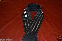 Carlino Custom Woven Leather and Studded Black Leather Guitar Strap, total metal