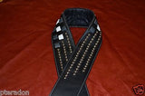 Carlino Custom Woven Leather and Studded Black Leather Guitar Strap, total metal