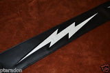 Carlino Custom Lightening  White Bolt Black Leather Guitar Strap