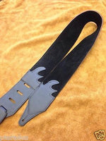 Carlino Custom Orange Leather Flame Black Leather Guitar Strap