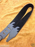 Carlino Custom Orange Leather Flame Black Leather Guitar Strap