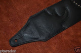 Carlino Custom White Lightening Double Bolt/Swirl stud blk leather Guitar Strap