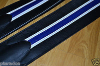 Carlino Custom Racer X Stripe Series Guitar Strap, blue and white racing stripe