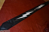 Carlino Custom White Lightening Double Bolt/Studded Black Leather Guitar Strap