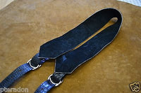 Carlino Gladiator Crocodile Pattern Cowhide 3.5" Black Leather Strap with Flames