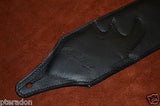 Carlino Custom Silver Lightening Double Bolt Black Leather Guitar Strap