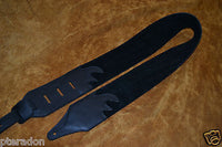 Carlino Custom Yellow Lightening Bolt Black Leather Guitar Strap