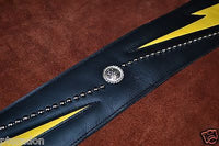Carlino Custom Yellow Lightening Double Bolt/Studded Leather Guitar Strap