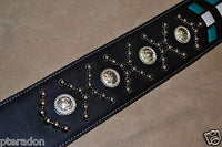 Carlino Custom Turquoise Weave Studded Leather Guitar Strap with Silver Conchos