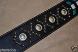 Carlino Custom Turquoise Weave Studded Leather Guitar Strap with Silver Conchos