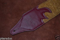 Carlino Custom Wine/Cream Lightening Double Bolt/Studded Leather Guitar Strap