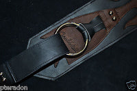 Carlino Gladiator Black Leather Guitar Strap w/flames For Heavy Guitars 3.5"