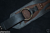 Carlino Gladiator Black Leather Guitar Strap w/flames For Heavy Guitars 3.5"