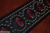 Carlino Custom Maltese Iron Cross Leather Studded Black Leather Guitar Strap