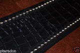 Carlino Custom Gator Pattern Stud Cartouche Black Leather Guitar strap 3.1" wide