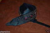 Carlino Custom Maltese Iron Cross Leather Studded Black Leather Guitar Strap