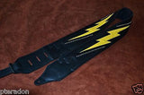 Carlino Custom Yellow Lightening Double Bolt/Studded Leather Guitar Strap