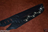 Carlino Custom NEW Sine Wave Studded Black Leather Guitar Strap 3" wide
