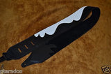 Carlino Custom Leather Guitar Strap, Black and White Leather Wave Design
