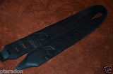 Carlino Exotic Series Abalone Concho Studded Black Leather Guitar Strap