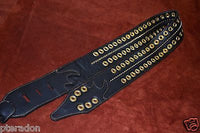 Carlino Custom Select Black Leather and Gold Grommet and Stud Metal Guitar Strap