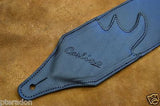 Carlino SRV style Strap Replica black leather, with white notes, suede backing