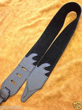 Carlino Custom Orange Lightening Bolt Black Leather Guitar Strap