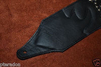Carlino Exotic Series Tiger Eye Concho Studded Black Leather Guitar Strap
