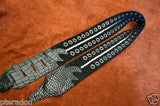 Carlino Custom Select Black Leather & Black Grommet and Stud Metal Guitar Strap
