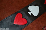 Carlino Custom Full Deck of Cards Black Leather Guitar Strap