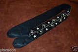 Carlino Custom NEW Sine Wave/Star Stud Leather Guitar Strap 3" wide Full length