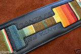 Carlino Custom Santa Fe Leather/Suede Cartouche Guitar Strap, Atzec Rio Grande