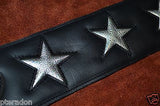 Carlino Custom NEW Full Length Stars Strap, silver leather stars, black leather