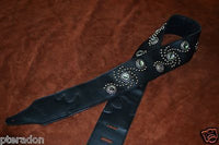 Carlino Custom Studded Western Swirl Black Leather w/abalone Conchos 3.1" wide