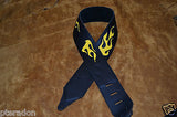 Carlino Custom Yellow Leather Flame Black Leather Guitar Strap