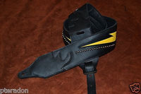 Carlino Custom Yellow Lightening Double Bolt/Studded Leather Guitar Strap