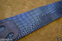 Carlino Gladiator Crocodile Pattern Cowhide 3.5" Black Leather Strap with Flames